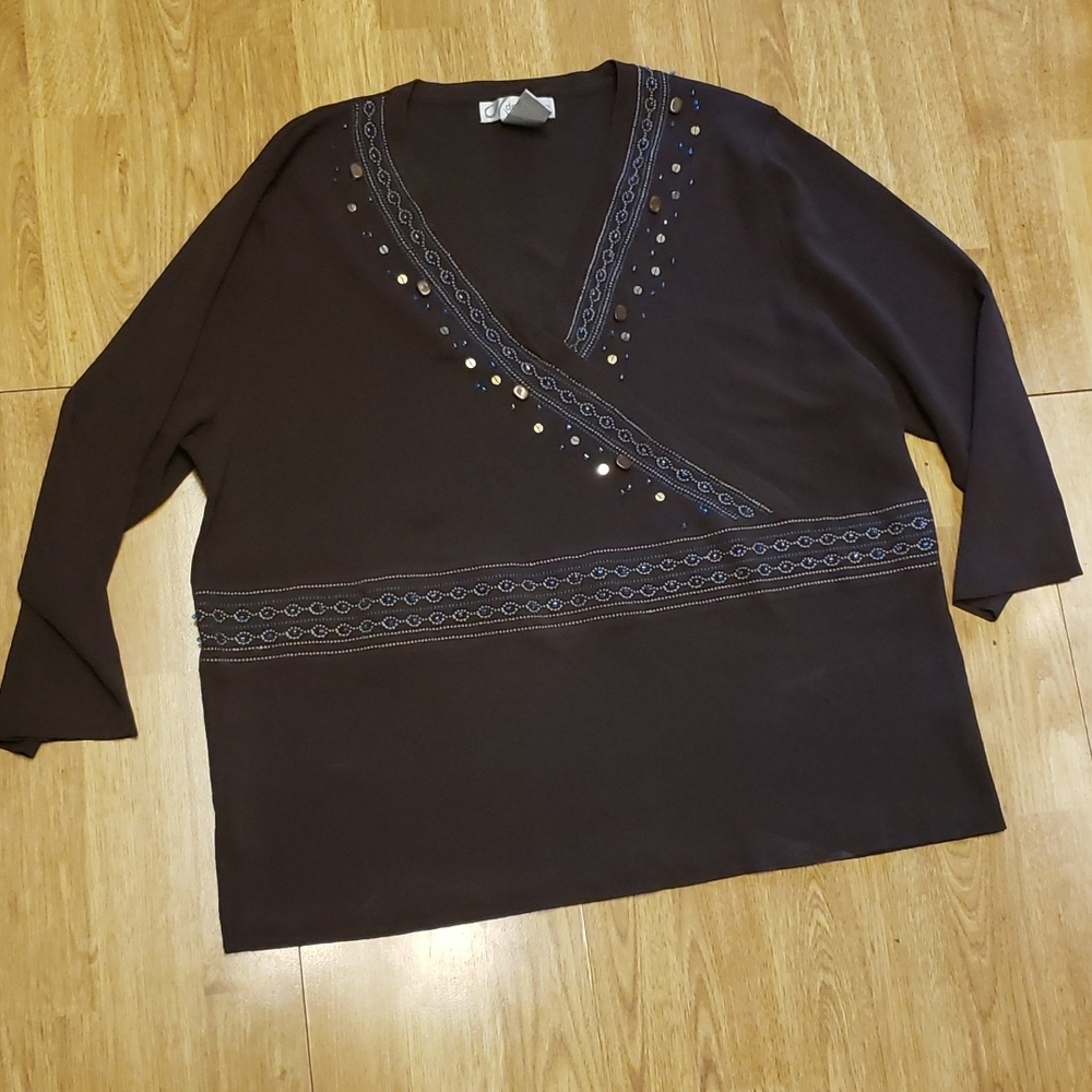 Dressbarn 18/20 Brown faux surplice sweater